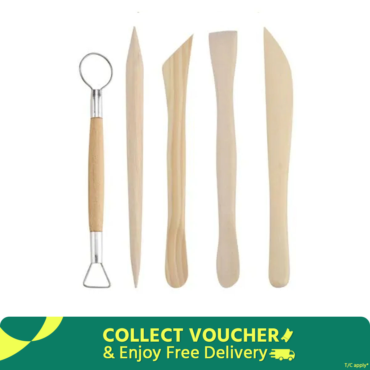 Picture of 5pcs/set Wooden Polymer Clay Tools Clay Sculpting Tool Multi-functional Carving Ceramics Tools Pottery Tool