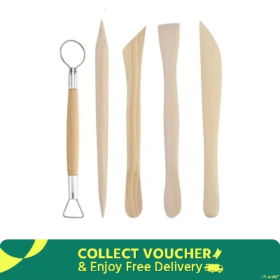 Picture of 5pcs/set Wooden Polymer Clay Tools Clay Sculpting Tool Multi-functional Carving Ceramics Tools Pottery Tool