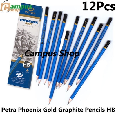 Picture of Petra Phoenix Gold Graphite Pencils HB,2B,4B Pack of 12 Pcs