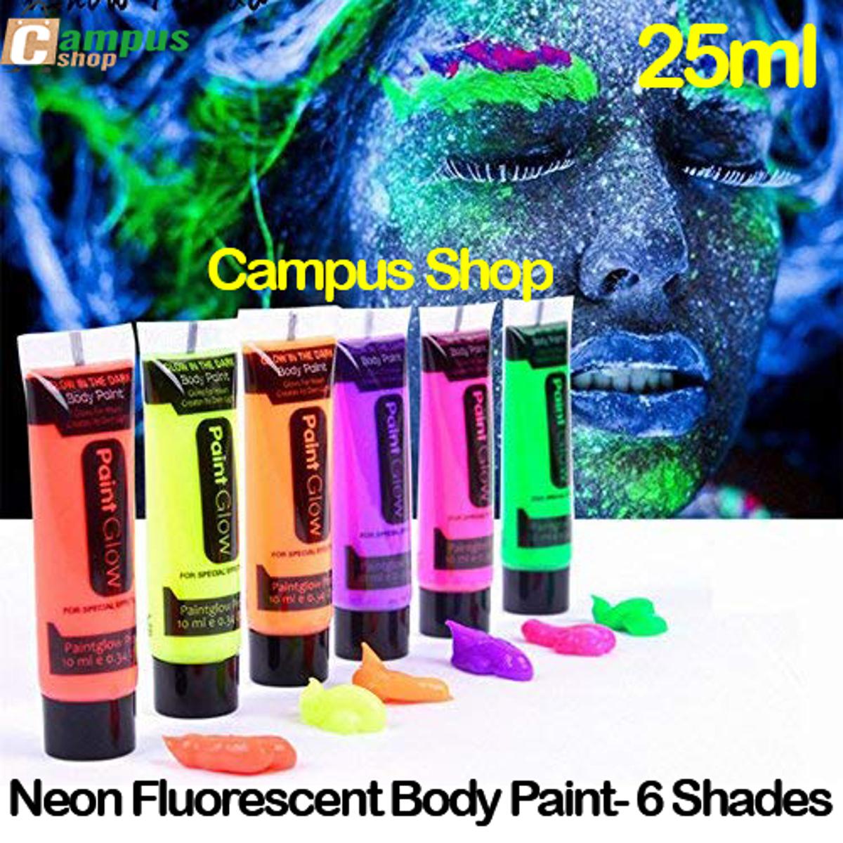 Picture of Body Paint-Paint Glow Darkness UV Black Light Reactive Glow Face, Set of 6 tubes Neon Fluorescent, 25 ml each tube