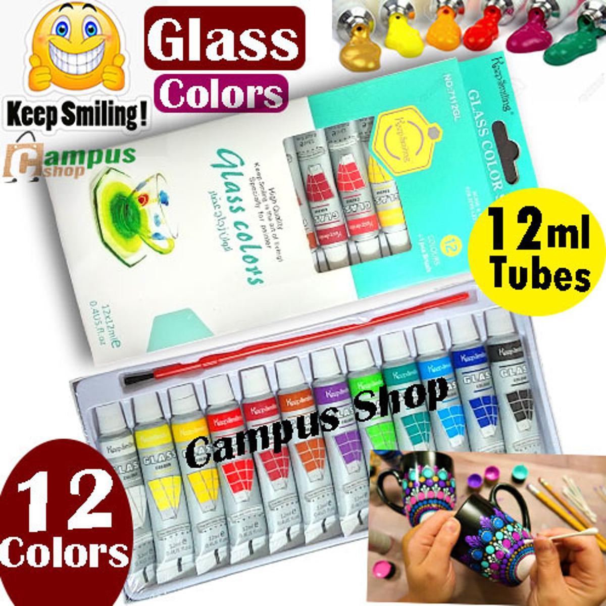 Picture of Keep Smiling Glass Colour Paints 12 colors 12ml Tube Pack for Glass Painting