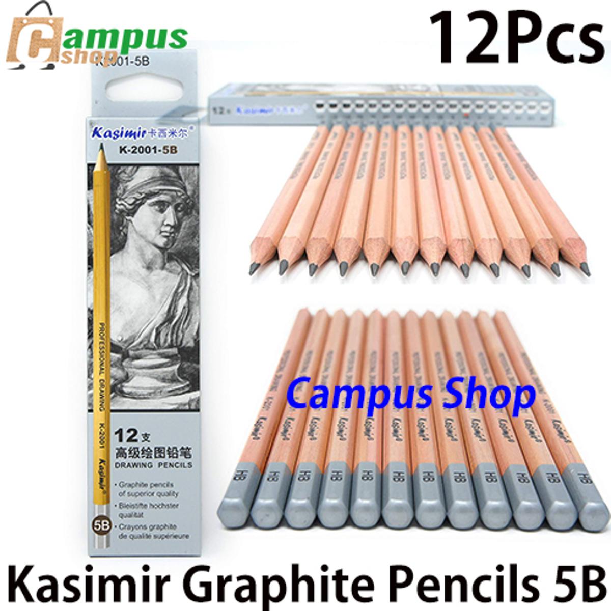 Picture of Kasimir Graphite Sketching Pencils 12B,10B,8B,7B,6B,5B,4B,3B,2B,HB,2H,4H Pack Of 12 Pcs