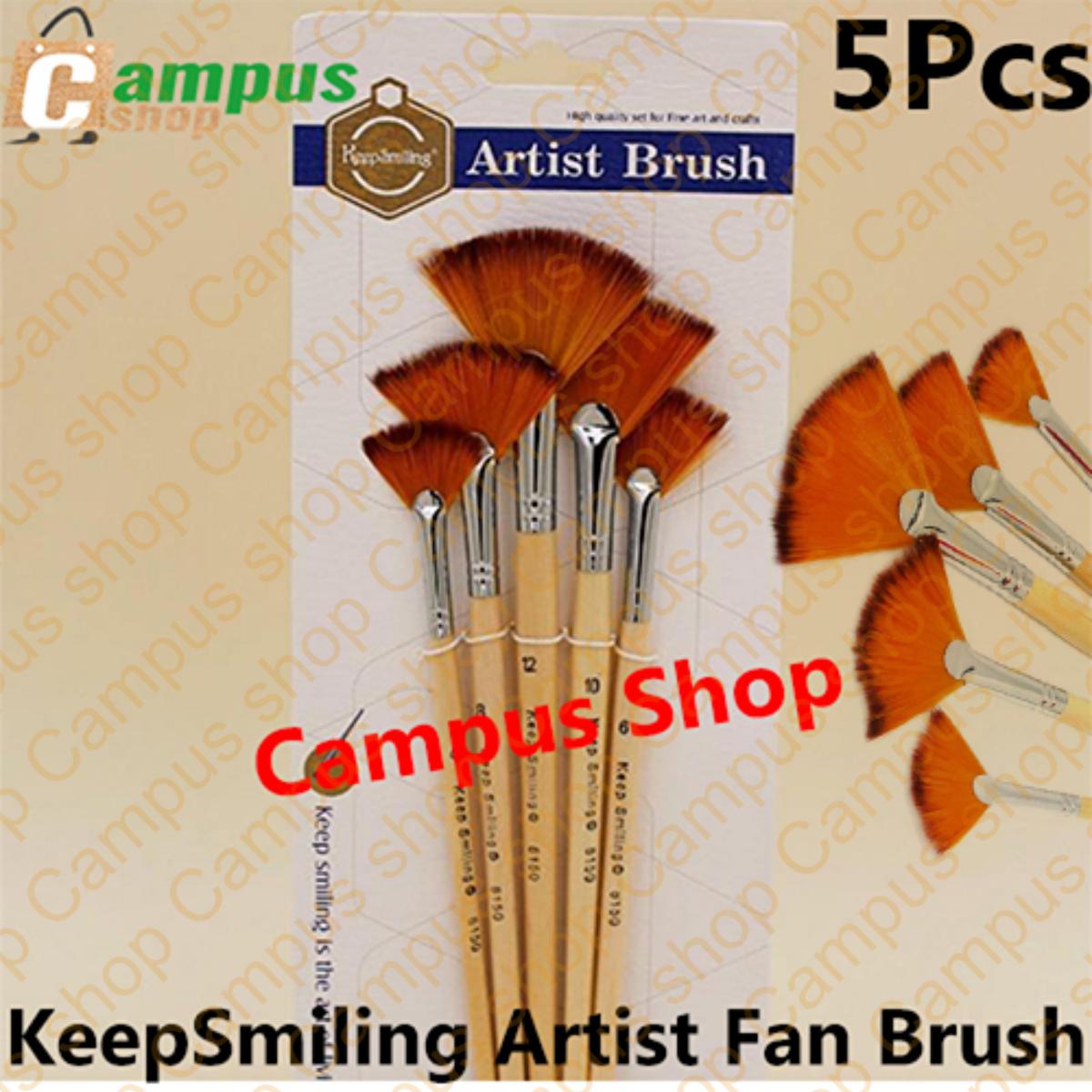 Picture of KeepSmiling Artist Brush Set Professional Fan Brush for Oil Color, Watercolor, Acrylic Color,(#8150) 5 Pcs