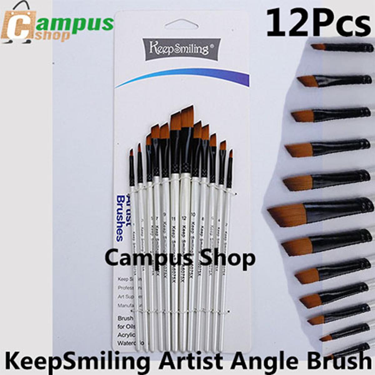 Picture of KeepSmiling Artist Angle Paint Brush Set Suitable for Water & Acrylic & Oil Color paint 12 Pcs