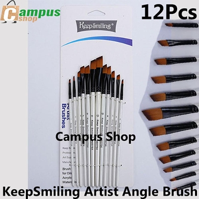 Picture of KeepSmiling Artist Angle Paint Brush Set Suitable for Water & Acrylic & Oil Color paint 12 Pcs