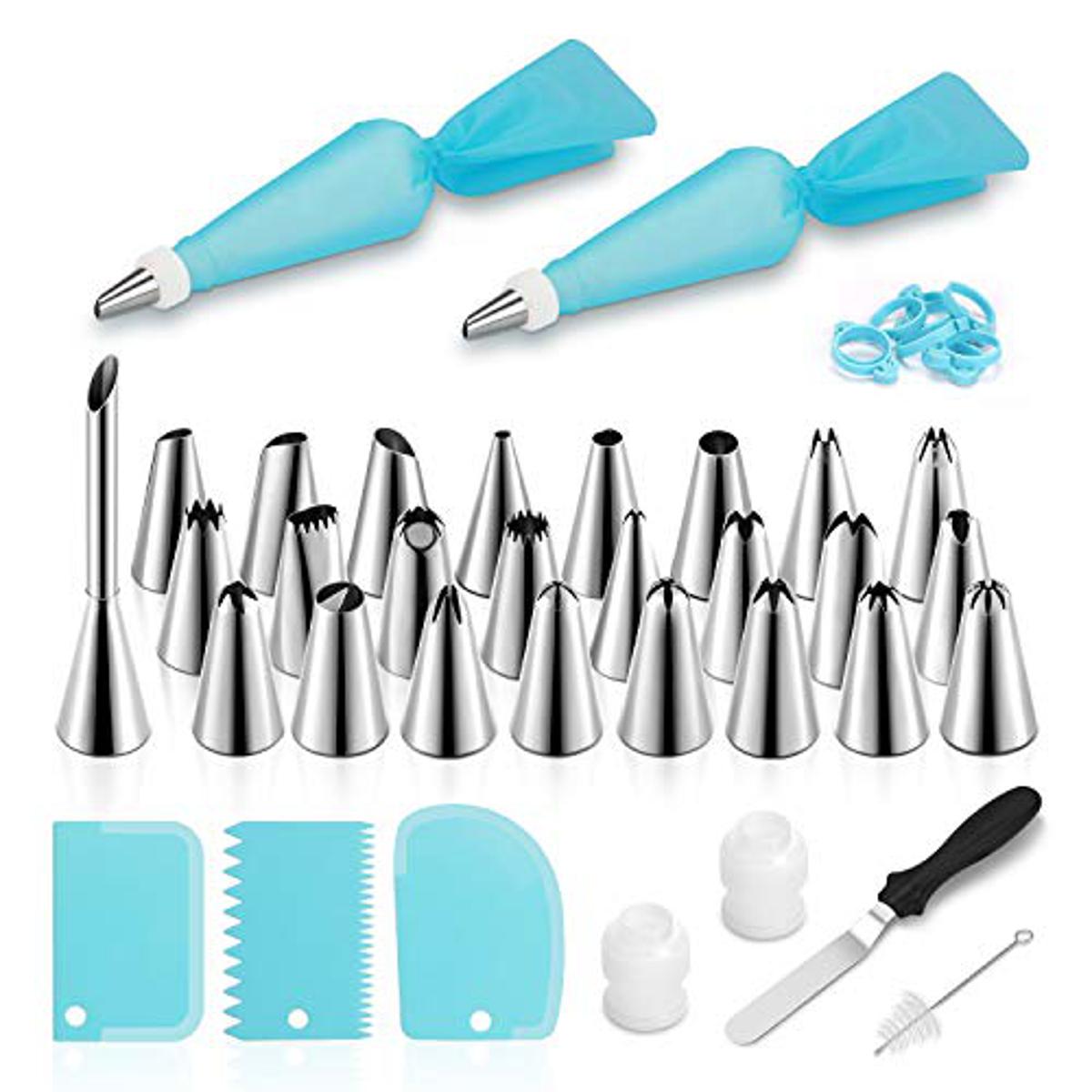 Picture of 12 pcs,24 pcs/set Cake Russian Nozzle Stainless Steel Cake Decor Tulip Nozzle Cupcake Icing Piping Nozzles Russian Rose Nozzles Tips