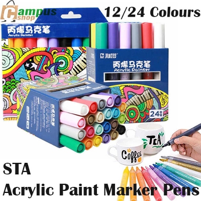 Picture of STA Acrylic Paint Markers Pen-12/24 Colours - water color