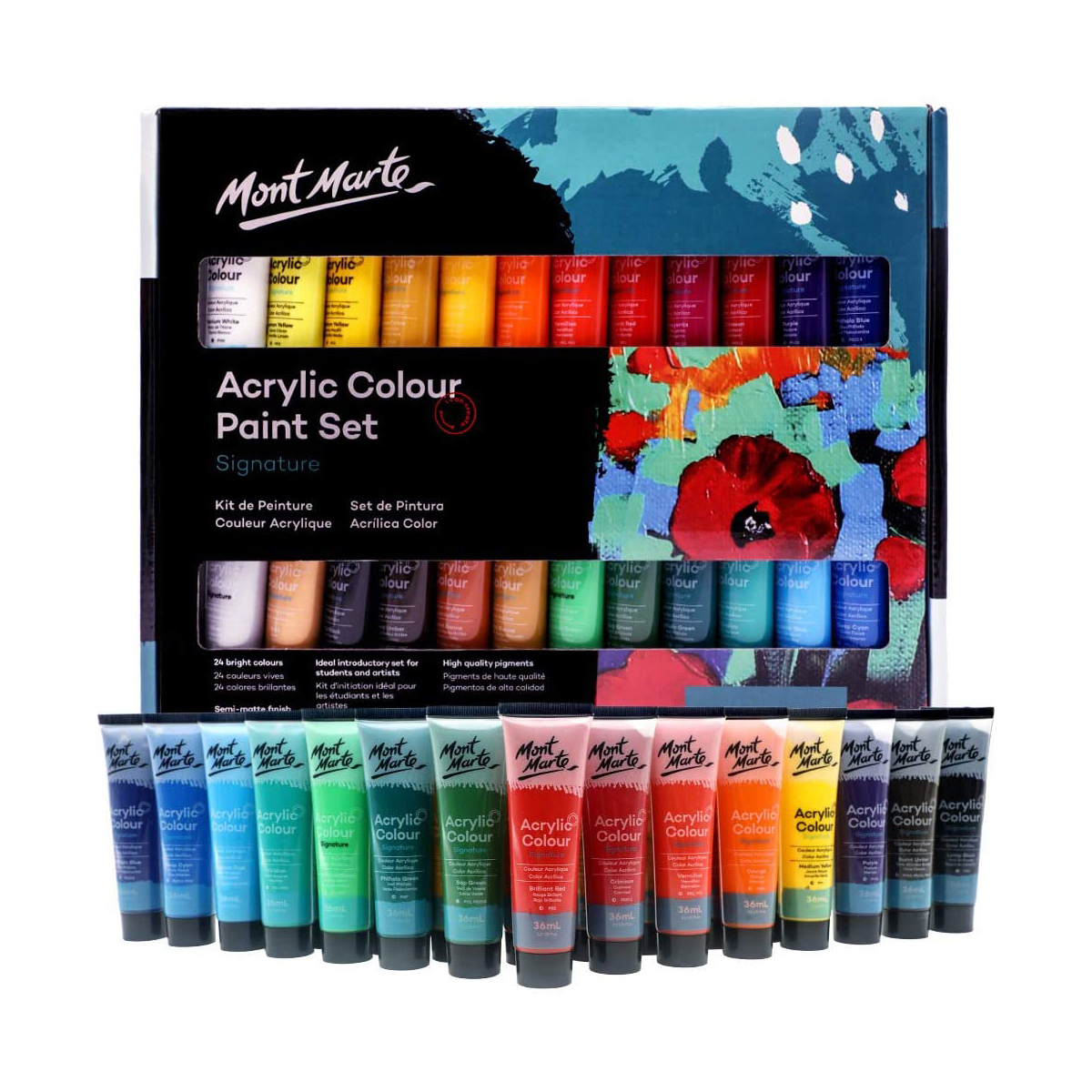 Picture of Mont Marte 18/24/36/48 Acrylic Color Box 36ml Per Tube Paint Set for Professional Artists