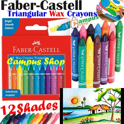 Picture of 12 Shades Color  Triangular Wax Crayons