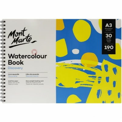 Picture of Watercolour Pad By Mont Marte Premium A3,A4,A5 180gsm 15 Sheets