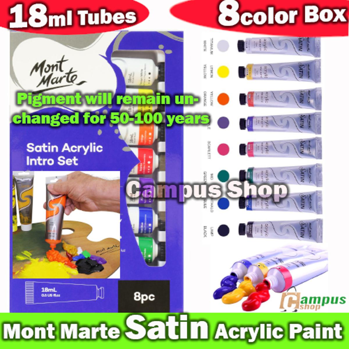 Picture of Mont Marte Premium Satin Acrylic Intro Set, 8 Piece, 0.6oz (18ml) Tubes