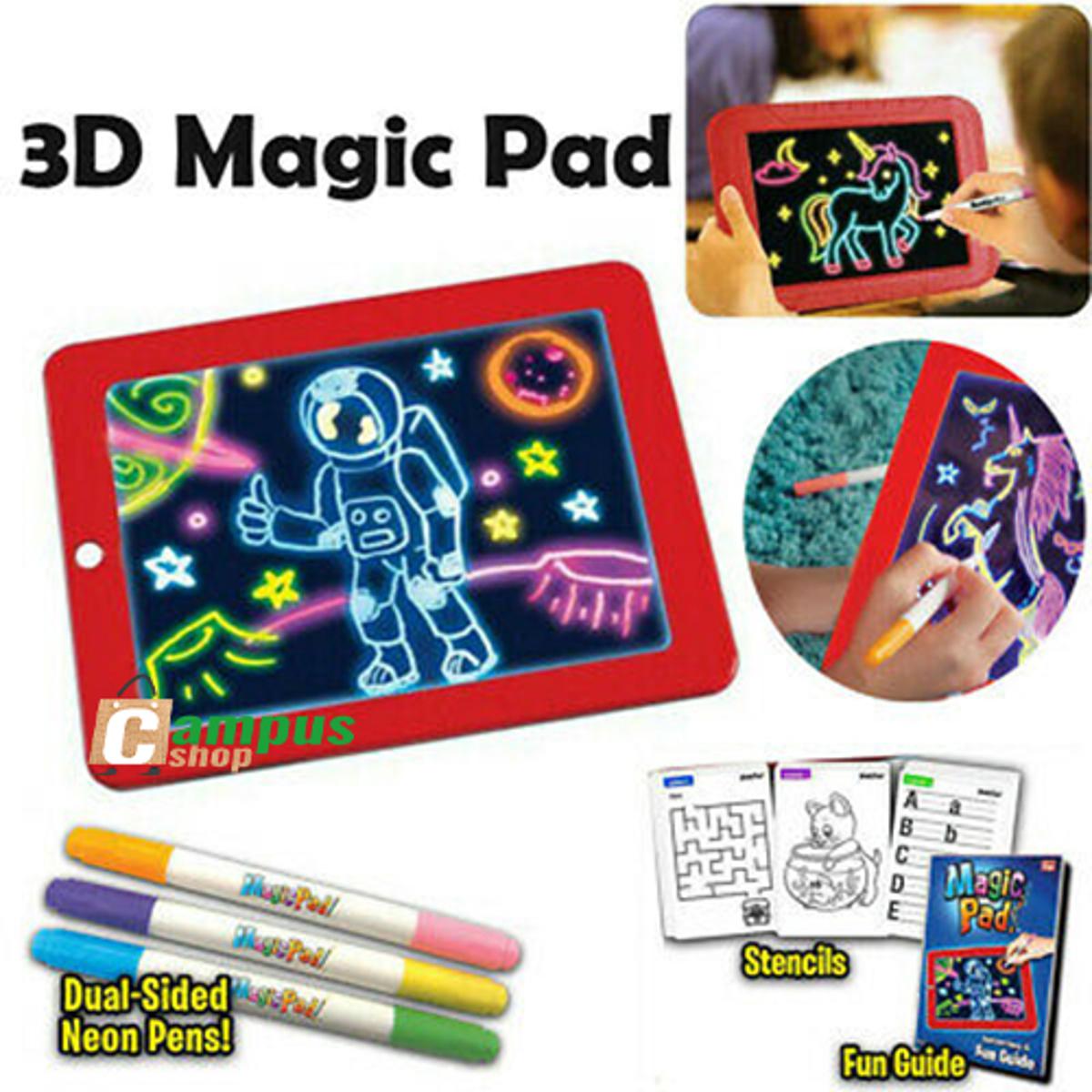 Picture of 3D Magic Drawing Pad LED Writing,Art Magic Board Pad With Pen Brush Children Clipboard Gift Set