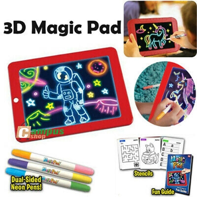 Picture of 3D Magic Drawing Pad LED Writing,Art Magic Board Pad With Pen Brush Children Clipboard Gift Set