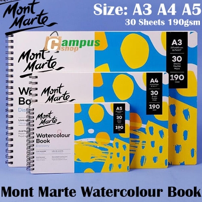 Picture of Watercolour Book By Mont Marte A5,A4,A3 190GSM 30 Sheets For Painting