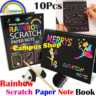 Picture of Rainbow Scratch Paper Note Book & Scratch Paper Black Diy Drawing Toys Scraping Painting Kid Doodle