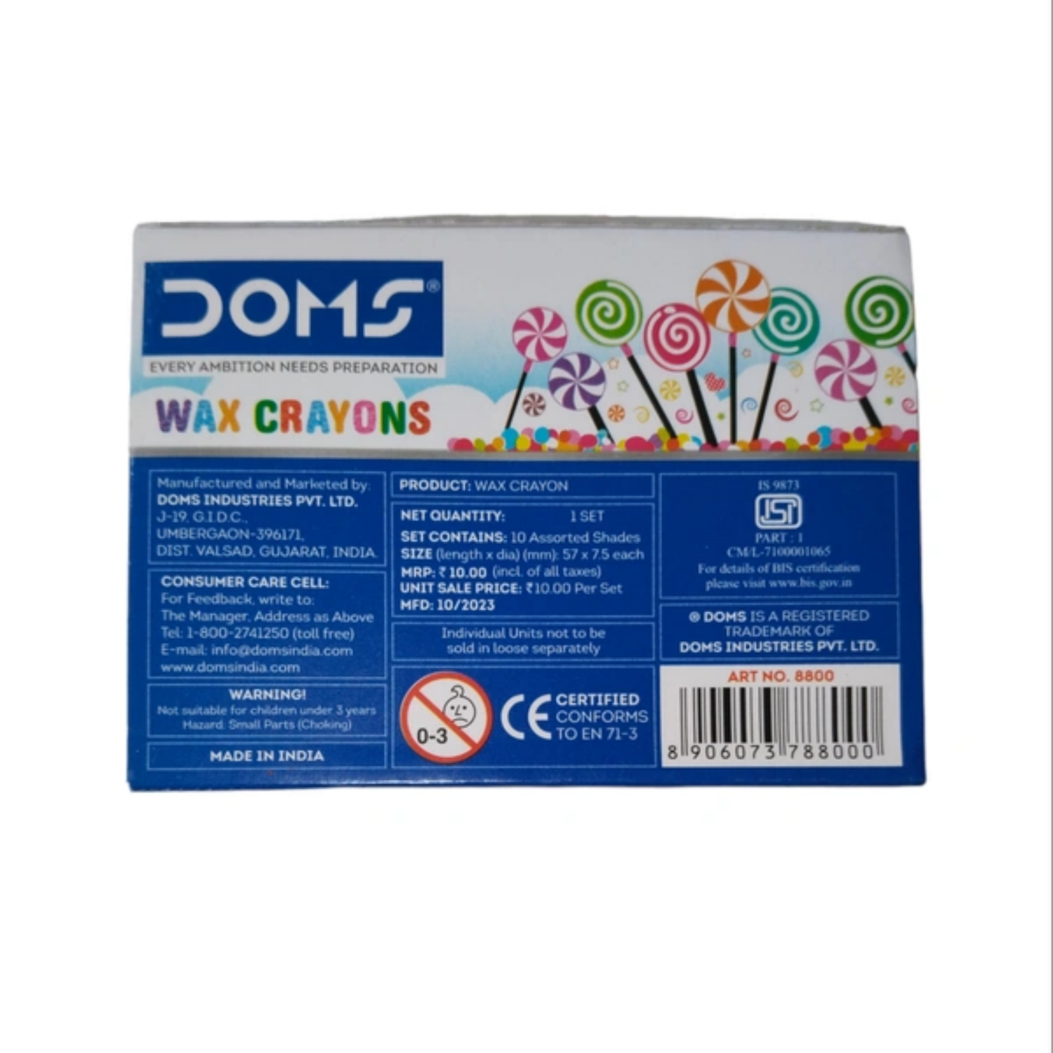 Picture of Doms Wax Crayon 10 Colors Pack