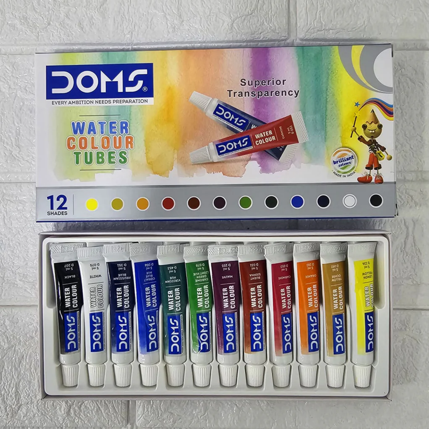 Picture of Doms Water Color Tubes- 6/12 Colors + Free 1pc Neon Eraser