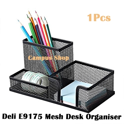 Picture of Deli E9175 Mesh Desk Organiser - 3 Compertment (Black)