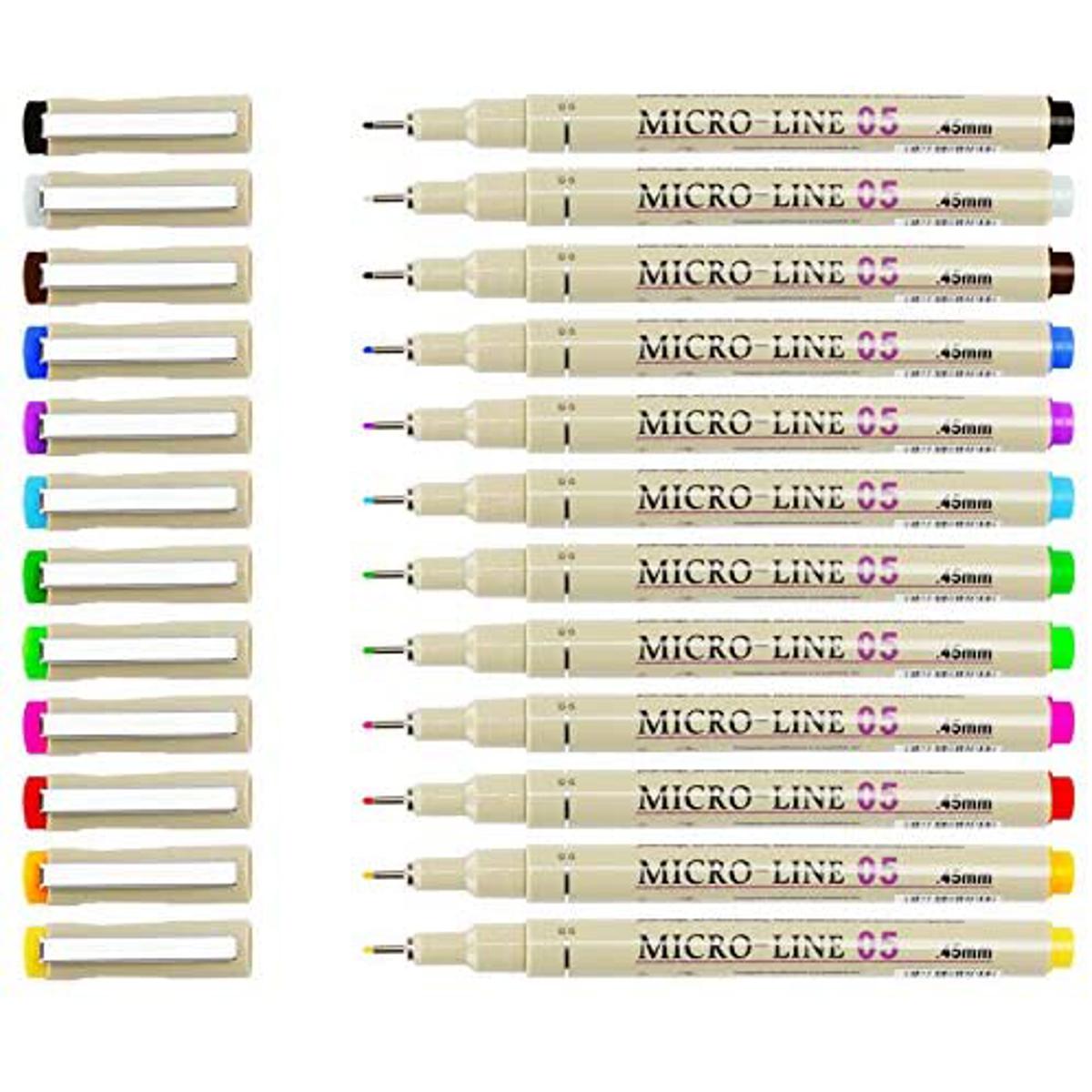 Picture of 12 Colors 0.5 mm Micro-Pen Fineliner Pen Set Ink Pens