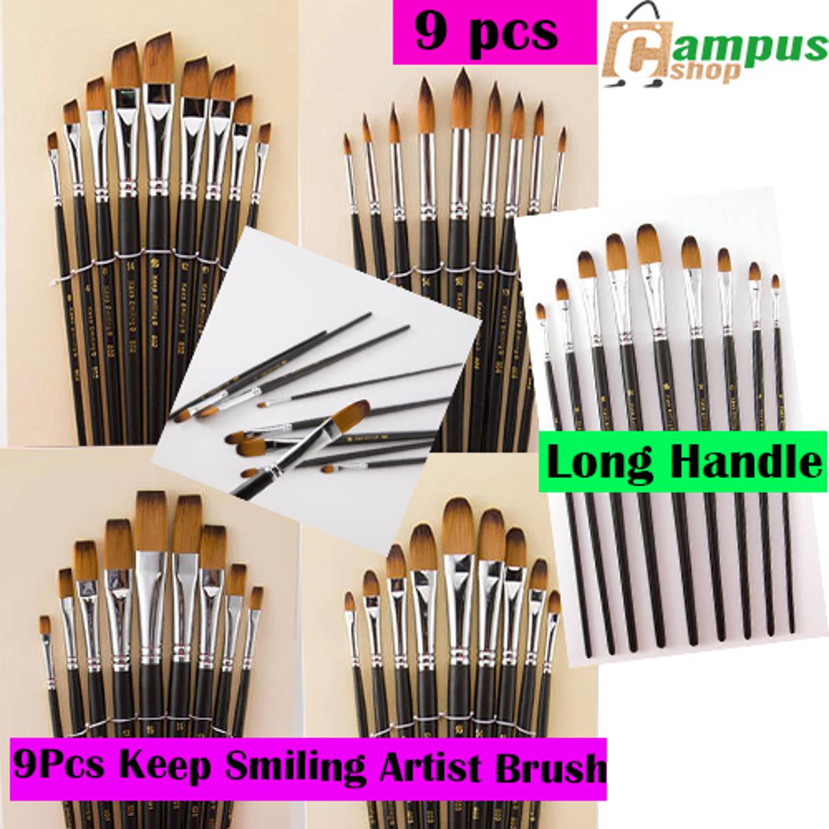 Picture of Keep Smiling Artist  Brush Set 9pcs  Round,Filbert,Flat,Angular 