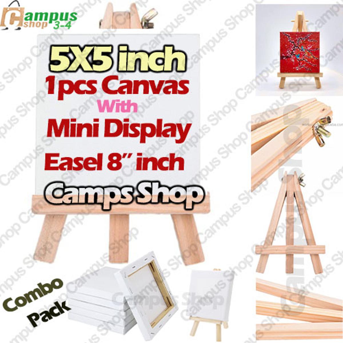Picture of Combo Of 1pcs Nature Arts Mini Display Easel with 1 Pcs 5/5 Canvas For Painting