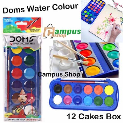 Picture of Doms Water Colour cakes 12 Colors Box for WaterColor Painting