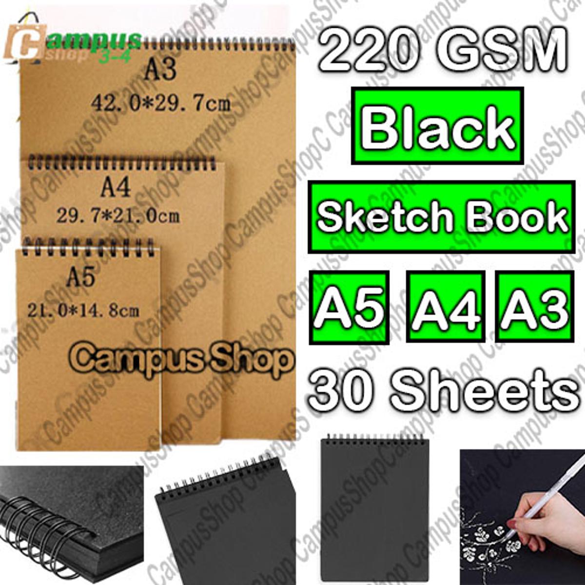 Picture of Black Sketch Book  (Spiral) Good Quality For Drawing Painting Size A5, A4, A3