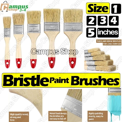Picture of Bristle Paint Flat Brush For Watercolor, Acrylic, Oil Paint & wall Painting With 5 Sizes 1,2,3,4 And 5 inches