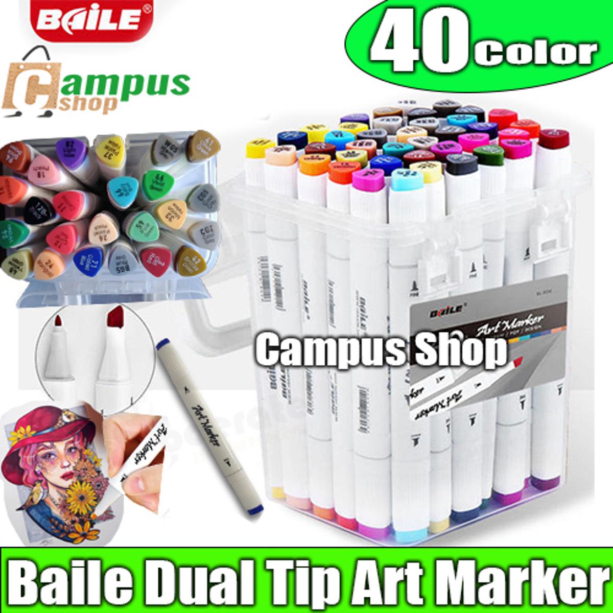 Picture of Baile Art Marker Pen Flat/Thick Tip 48 Colours Box for Artists .