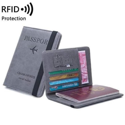 Picture of Elastic Band Artificial Leather Passport Cover RFID Blocking For Cards Travel Bangladesh Passport Holder Wallet.