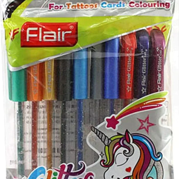 Picture of Flair Xtra Sparkle Glitter 10 Colours Gel Pen (1 SET)