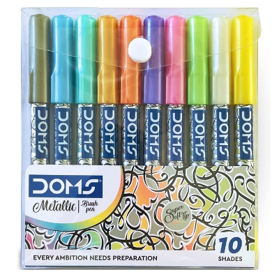 Picture of DOMS Metallic Series Metallic Brush Pen (10 Assorted Shades)