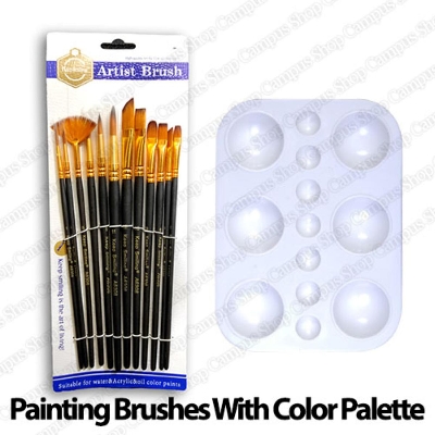 Picture of 12 Pcs Paint Brush Set and 1 Pieces Artist Color Palette