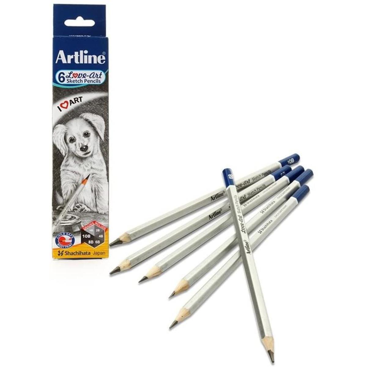 Picture of Artline HB, 2B, 4B, 6B, 8B, 10B Sketch Pencil Set