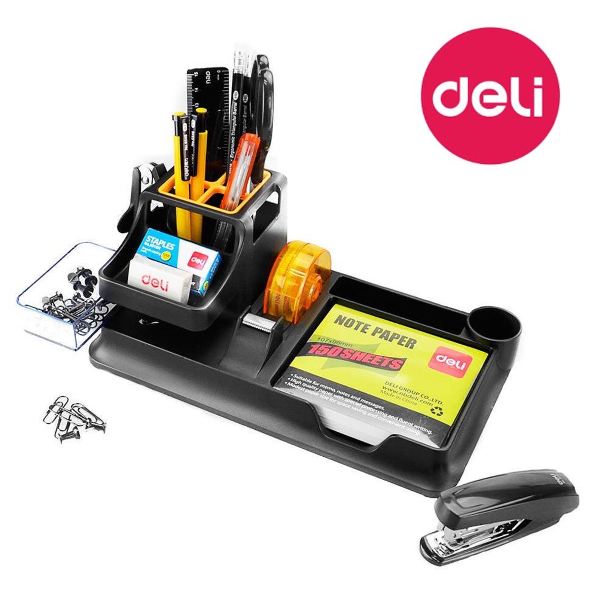 Picture of Deli 38252A Desk Organiser (Includes 17 pieces of stationery items) Black