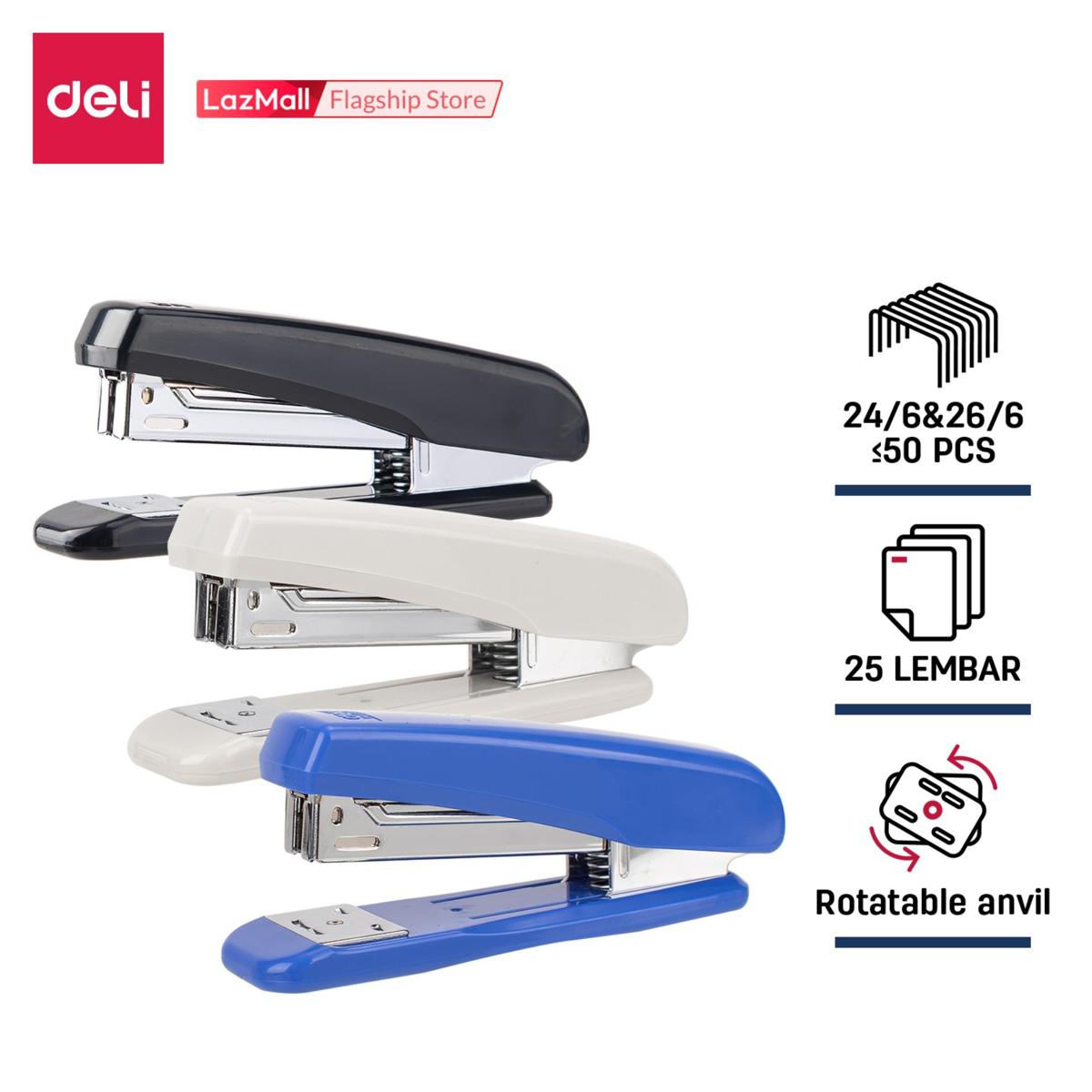 Picture of Deli E0306 Stapler - Blue/Black/White - 25 Sheets Capacity - 1pc