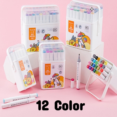 Picture of Guangbo Dual Tip Art Markers 12 Colors Set