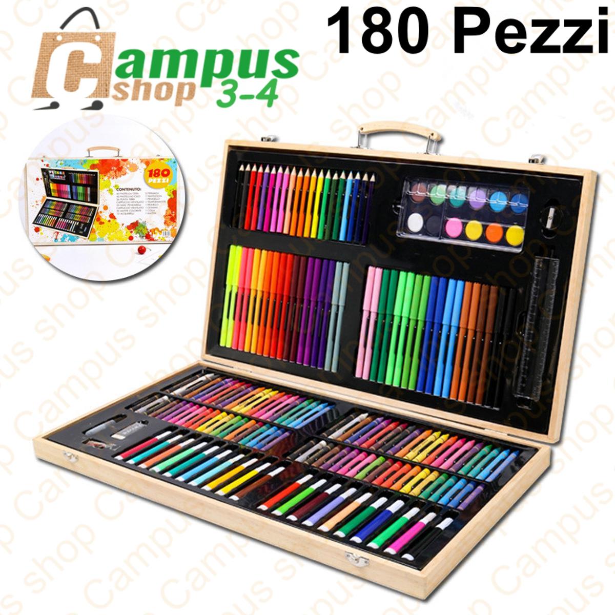 Picture of 180 PCS watercolor pen painting set kids gift students brush painting set stationery wooden box