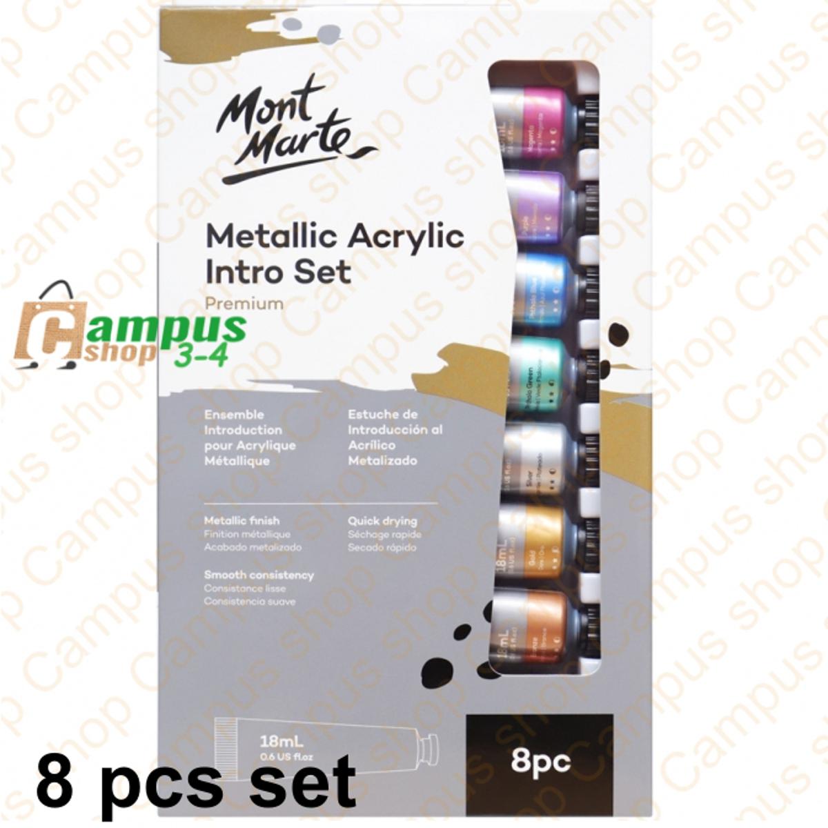 Picture of Mont Marte Metallic Acrylic Paint Intro Set Premium 8pc x 18ml