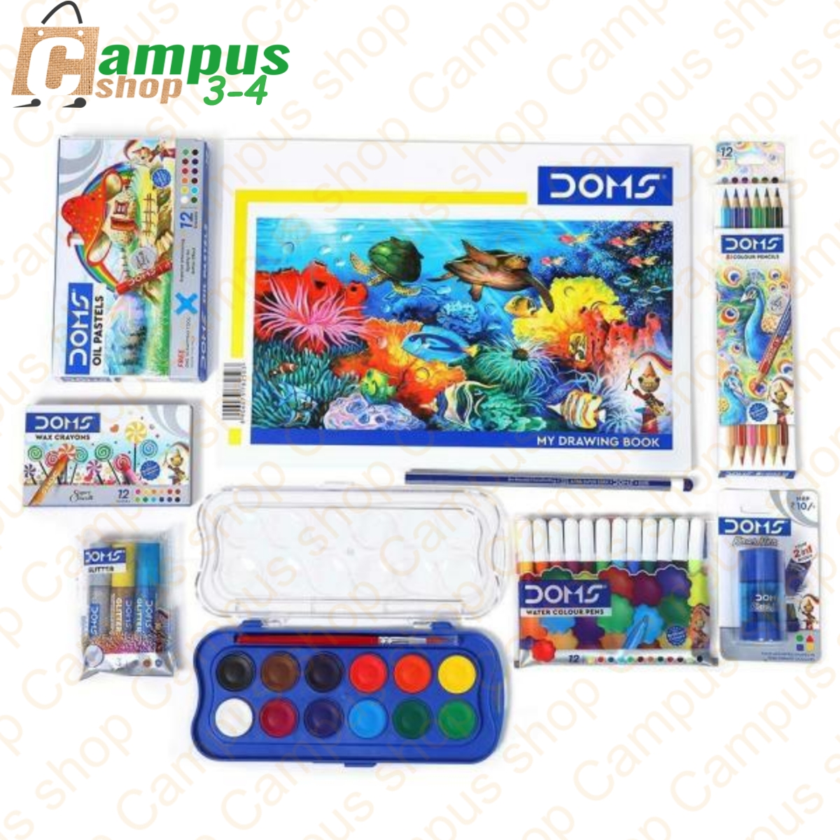 Picture of DOMS Painting Etc Kit full set 9pcs Bundle value pack for Painting, Drawing & Sketching