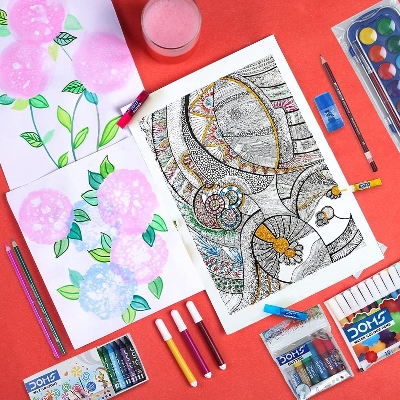 Picture of DOMS Painting Etc Kit full set 9pcs Bundle value pack for Painting, Drawing & Sketching