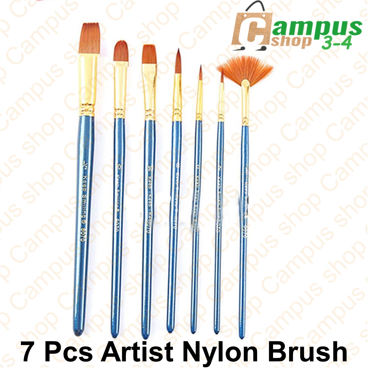 Picture of Keep Smiling Artist Brush Set 7 Piecess Nylon Hair Artist Brushes