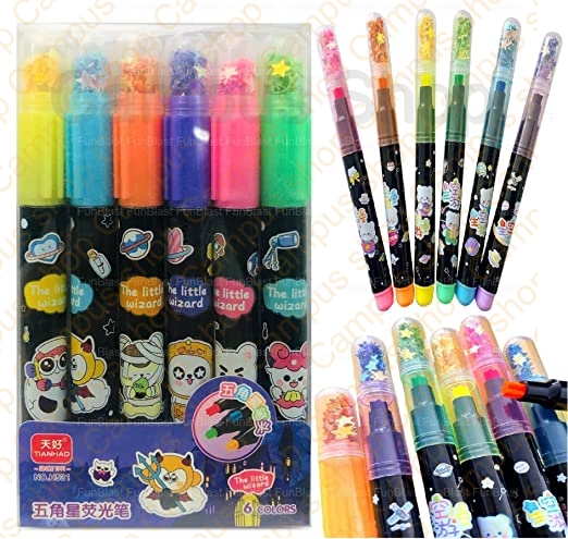 Picture of Tianhao Star Sequins Pentagonal Pen Highlighter Pen Student Hand Account Marker Pen No.H531 - Highlighter Pen