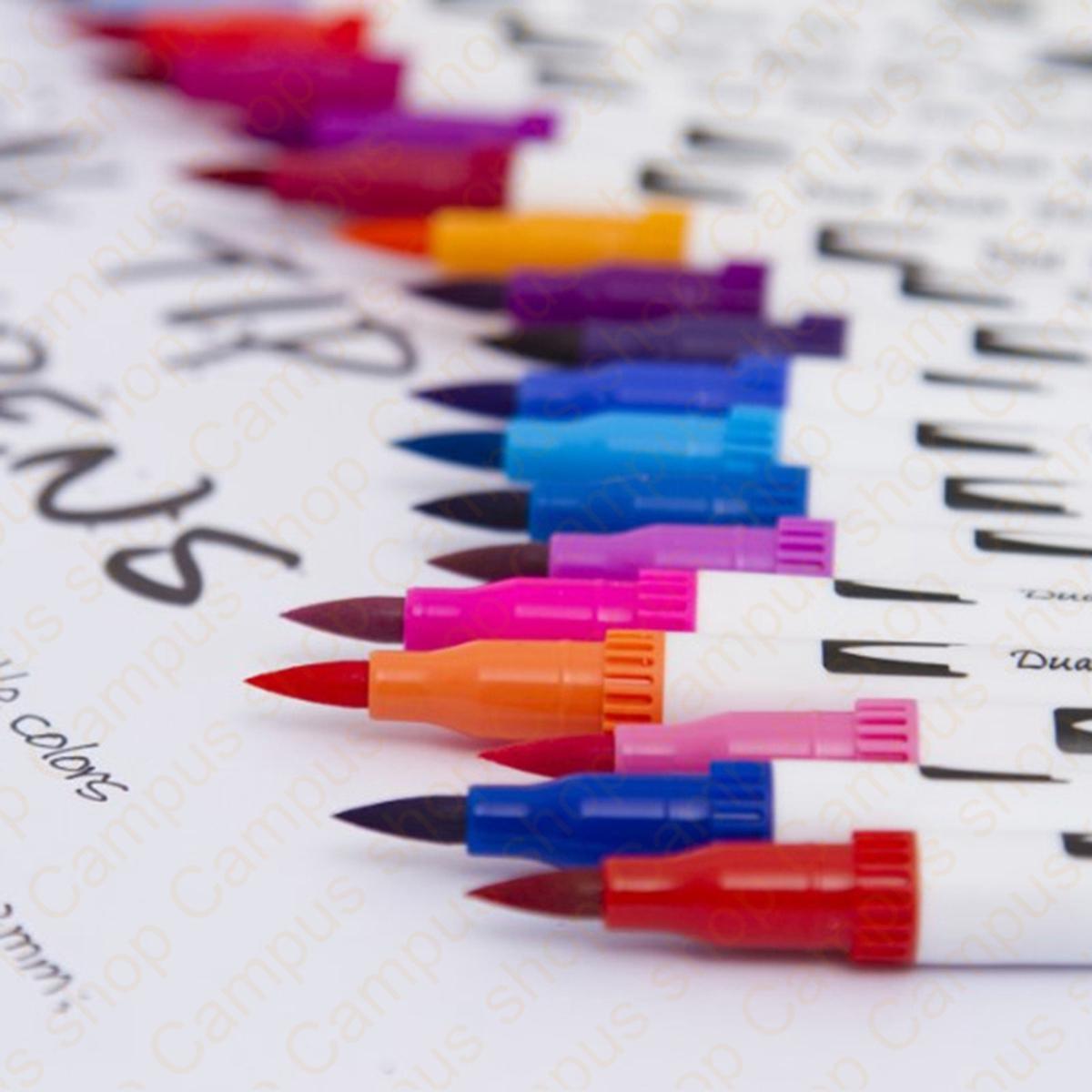Picture of 24 Color Fine Liner Dual Tip Brush Pen Felt-Tip Pen Drawing Painting Watercolor Art Marker Pens School Supplies