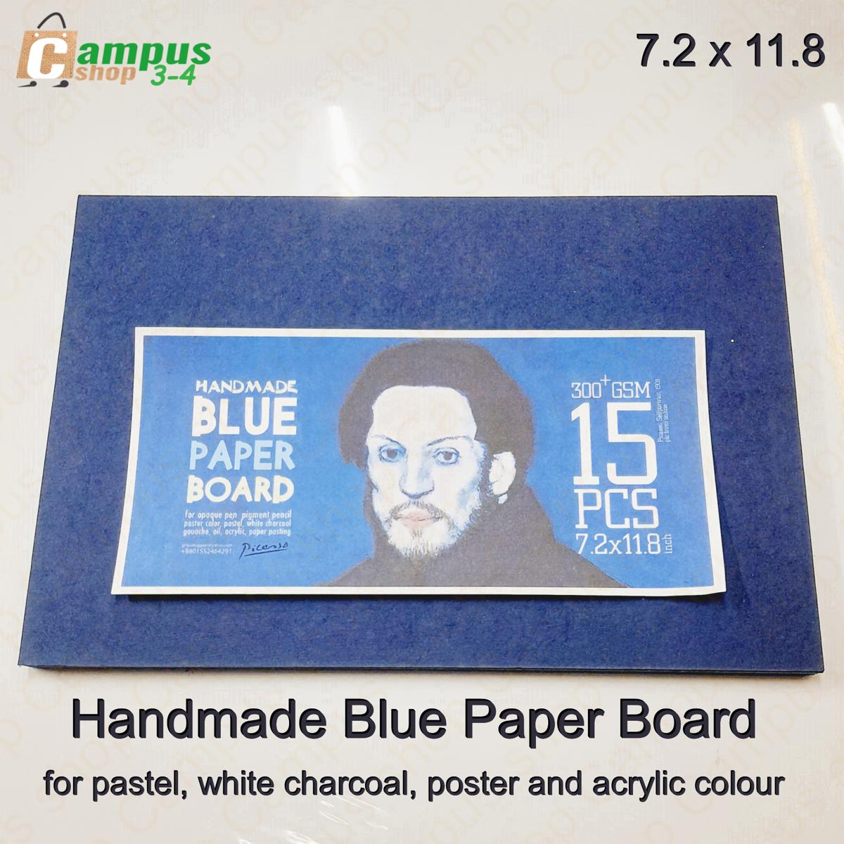 Picture of Handmade Blue Paper Board for opaque pen pigment pencil , ppster colour, pastel, white charcoal, gouche, oil, acrylic, paper posting