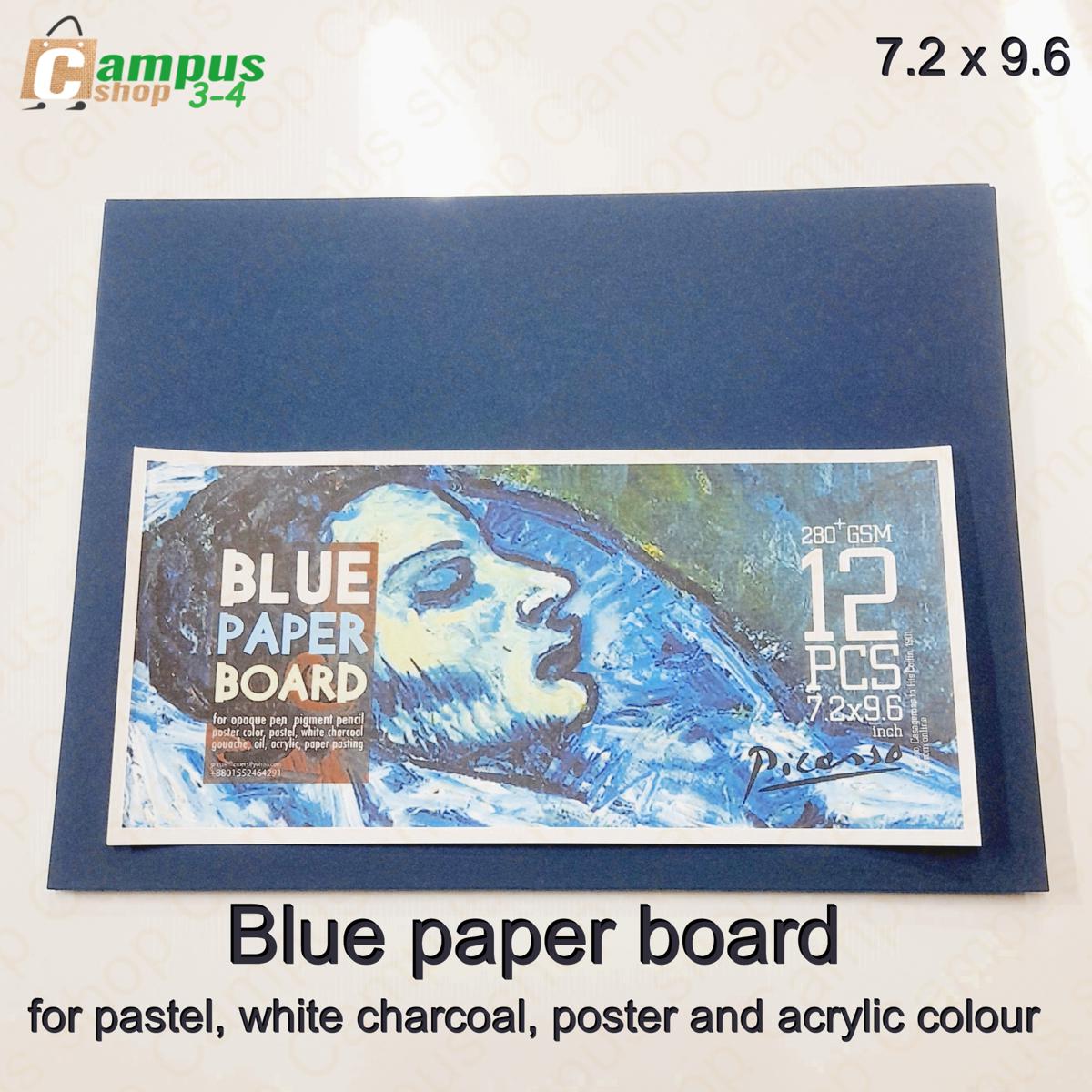 Picture of Blue Paper Board for opaque pen, pigmegnt pencil, poster colour, pastel, white charcoal, gouche, oil, acrylic , paper posting