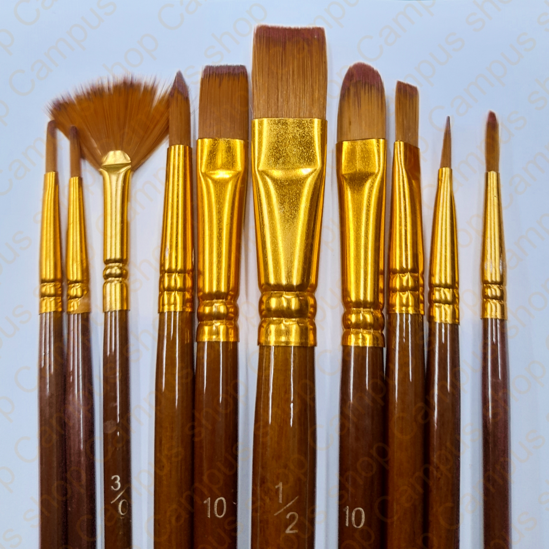 Picture of Keep Smiling 8010C - Pack of 10 Multi Shapes High Quality Nylon Professional Art Brush Set Water Color Oil Acrylic Artist Paint Brush Set