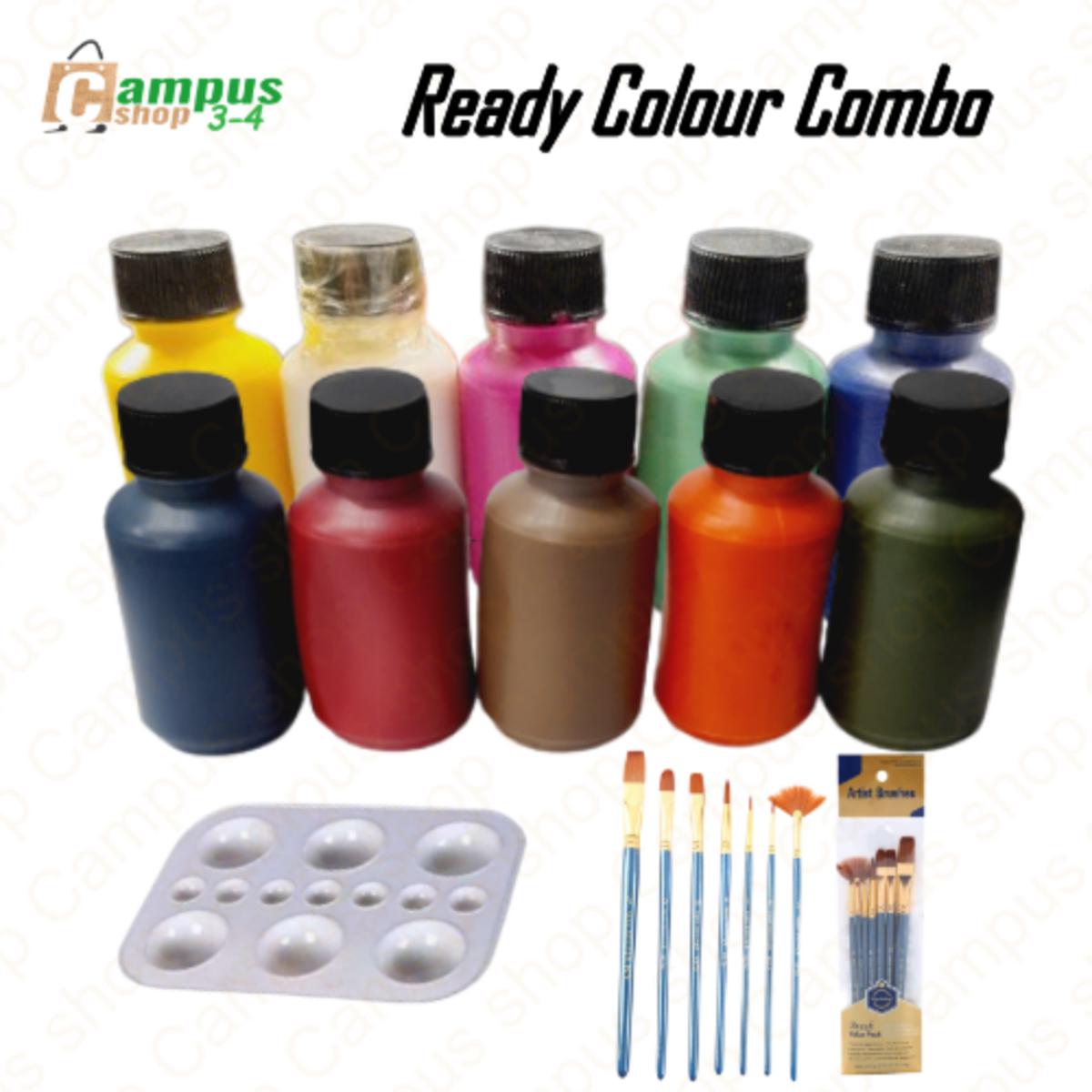 Picture of Acramine Ready Colour Combo Set 10 Colour + 7pcs Brush + Colour Pallate