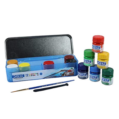 Picture of Doms Poster Colour 12 colour set, 7pcs Brush Set, 1pc Artist Square Colour Mixing Pallate  (Combo Set)