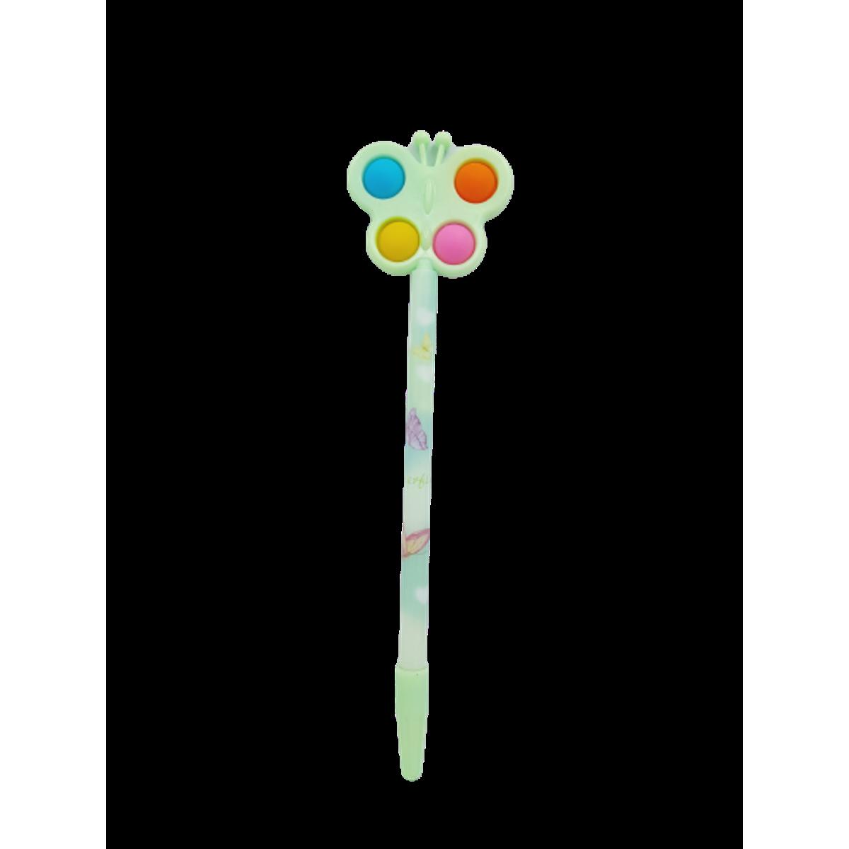 Picture of Cute Multicolor Butterfly Pop Up Poppet Gel Pen for Kids Students Birthday Gift Cute Trendy Attractive Poppet Pens Popper Sensory Fidget Toy Silicon Stress Relief Pop it Fidget Pen Assorted Colour For Kanjak Navratri Diwali Festival (Random Colour)
